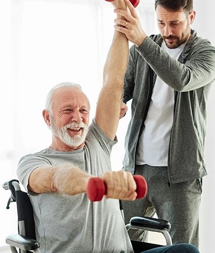 Senior having physical therapy session